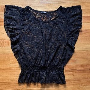 Floral sheer Lacey black shirt